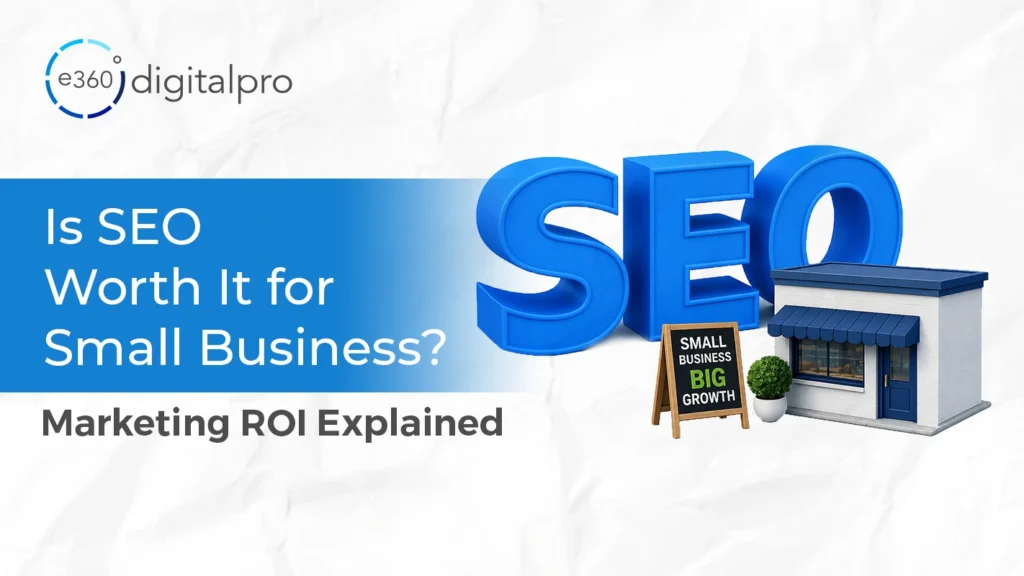 Graph showing SEO growth, website traffic increase, and ROI analysis for small businesses investing in SEO marketing.