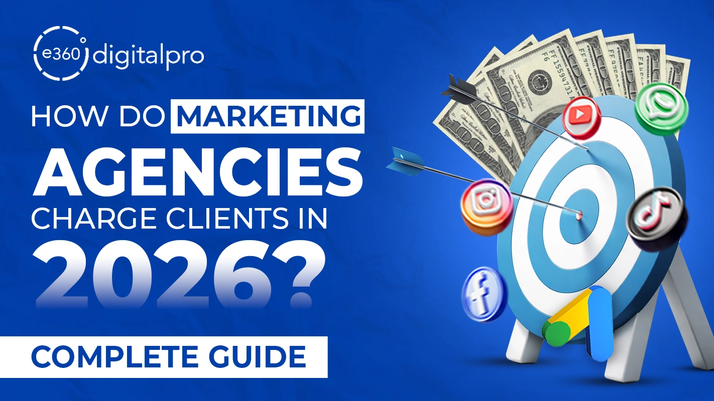 How marketing agencies charge clients in 2026 showing pricing models like hourly rates, retainers, and performance-based fees.