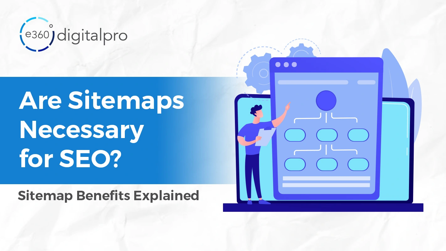 Website sitemap structure displayed alongside search engine indexing and SEO optimization elements.